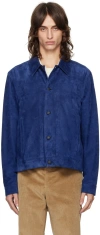 PAUL SMITH BLUE SLIM-FIT LEATHER JACKET