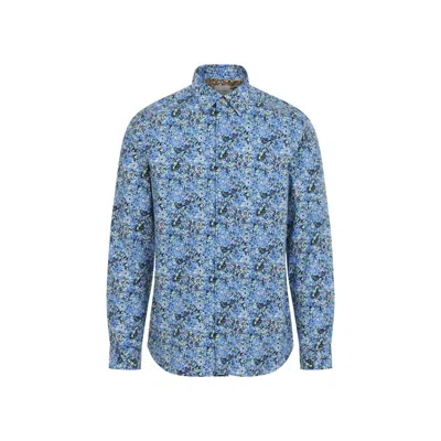 Paul Smith Floral-print Long-sleeve Shirt In Blue