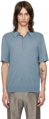Paul Smith Blue Spread Collar Polo In 42 Blues