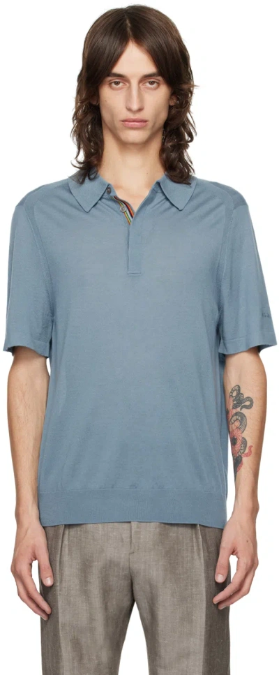 Paul Smith Blue Spread Collar Polo In 42 Blues