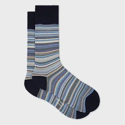 Paul Smith Signature Stripe Fine-knit Socks In Blue
