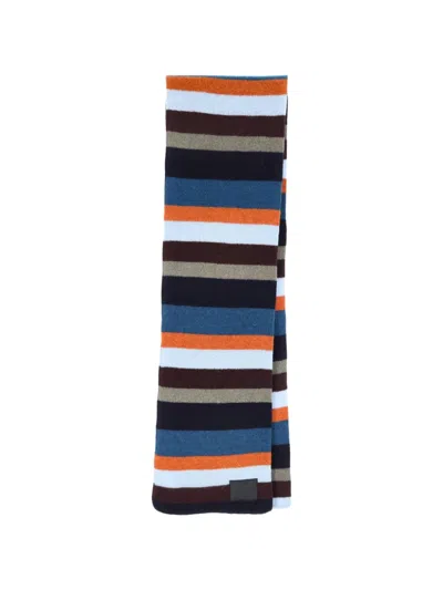 Paul Smith Blue Stripe Lambswool Scarf In Multi