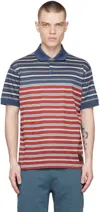 Paul Smith Blue Stripe Polo In 49 Blues