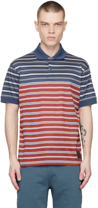 Paul Smith Blue Stripe Polo In 49 Blues