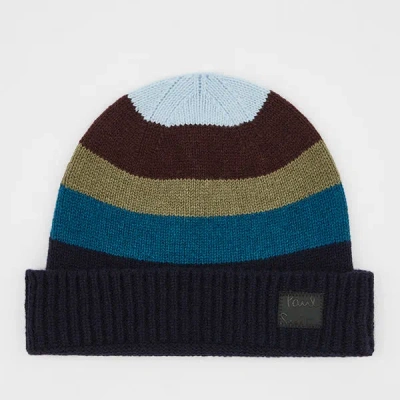 Paul Smith Blue Stripe Wool Beanie