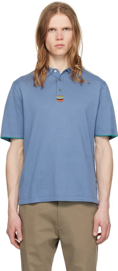 Paul Smith Blue Striped Polo In 44 Blues