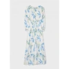 PAUL SMITH PAUL SMITH BLUE TULIP PRINT ELASTICATED WAIST MIDI DRESS SIZE: 10, COL