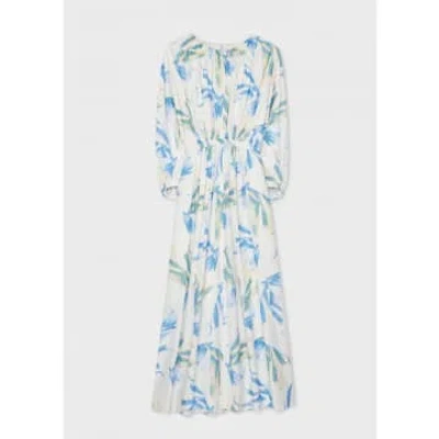 Paul Smith Tulip-print Puff-sleeve Dress In Blue