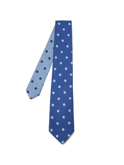 Paul Smith Blue Two-tone Polka-dot Silk Tie In Multi