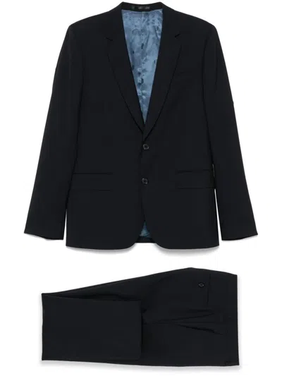 Paul Smith Blue Wool Blend Suit In Black