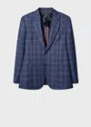 Paul Smith Blue Wool-cashmere Check Buggy-lined Blazer In Blue