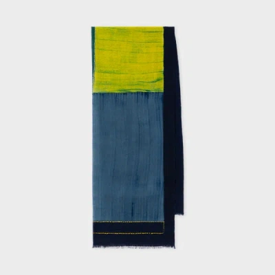 Paul Smith Blue Wool 'colour Block' Scarf