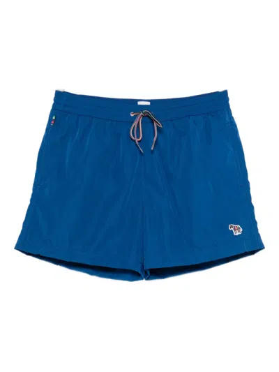 PAUL SMITH BLUE ZEBRA LOGO SWIM SHORTS