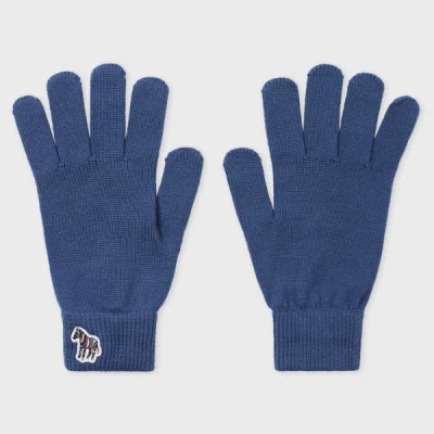 Paul Smith Blue Zebra Logo Wool Gloves