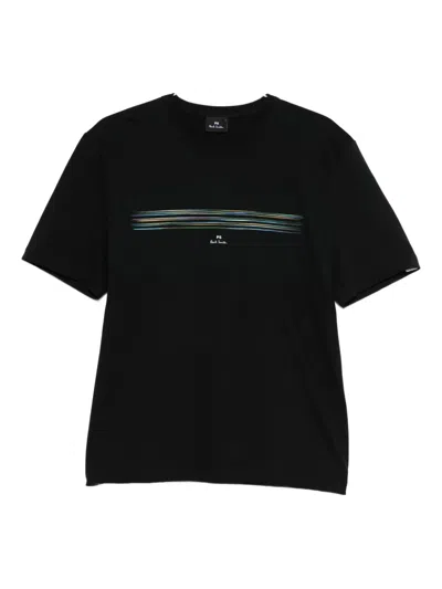 Paul Smith Blur Stripe T-shirt In Black