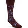 Paul Smith Bohemia Insect Pattern Cotton Blend Dress Socks In Burgundy