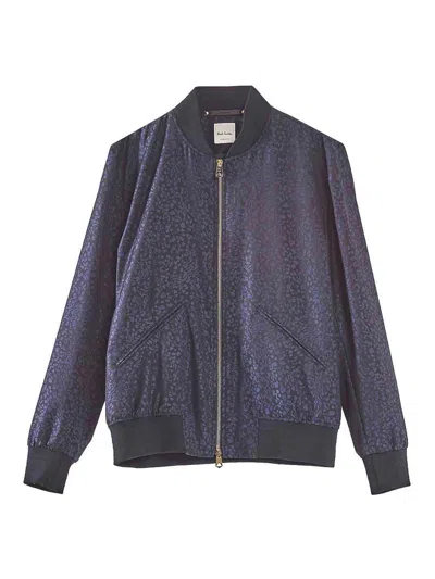 Paul Smith Bomber Jaquard Leopardo In Blue