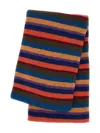 Paul Smith Bordeaux Horizontal Striped Wool Scarf In Animal Print