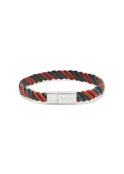 Paul Smith Braided Leather Bracelet In Multi