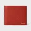 Paul Smith Brick Red Leather 'signature Stripe' Interior Billfold And Coin Wallet