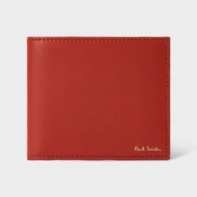 Paul Smith Brick Red Leather 'signature Stripe' Interior Billfold And Coin Wallet