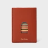 Paul Smith Brick Red Leather 'signature Stripe' Thumb Hole Card Holder