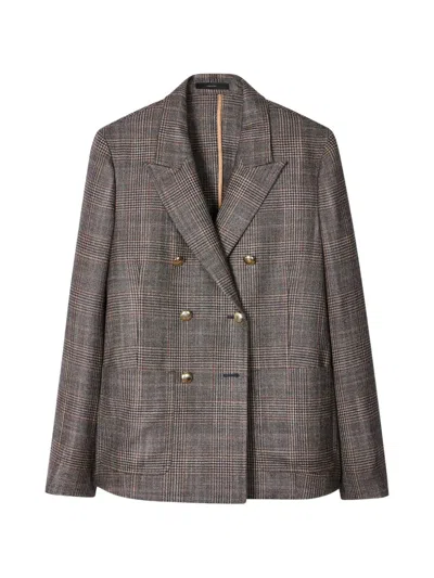 Paul Smith 더블 브레스티드 체크 블레이저 In Brown