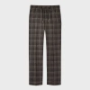 Paul Smith Brown And Navy Check Silk-wool Drawstring Trousers In Brown