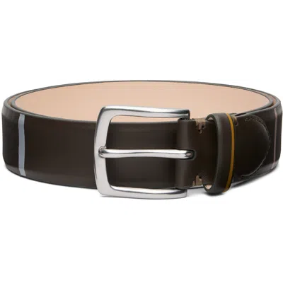 Paul Smith Brown Brushstroke Stripe Belt In Multi