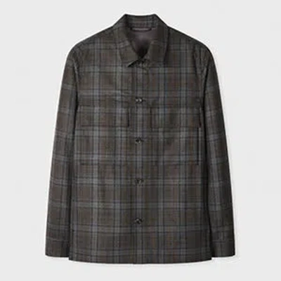 Paul Smith Brown Check Wool Overshirt