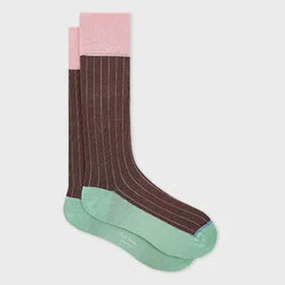 Paul Smith Brown Colour-block Socks