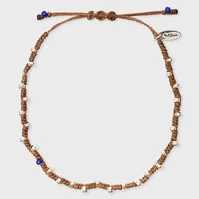 Paul Smith Brown Cord Silver Bead Bracelet