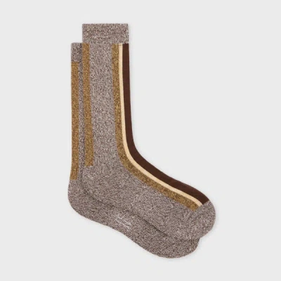Paul Smith Brown Cotton-blend Vertical Stripe Socks In Gray