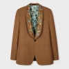 Paul Smith Brown Fresco Wool Embroidered-lapel Blazer In Brown