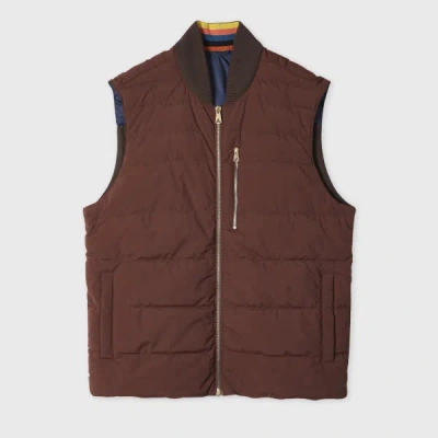 Paul Smith Brown Hybrid Down Gilet Red