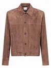 Paul Smith Long-sleeved Leather Jacket In Brown