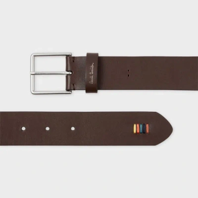 Paul Smith Brown Leather 'artist Stripe' Stitch Belt