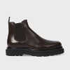 Paul Smith Brown Leather 'beard' Boots In Burgundy