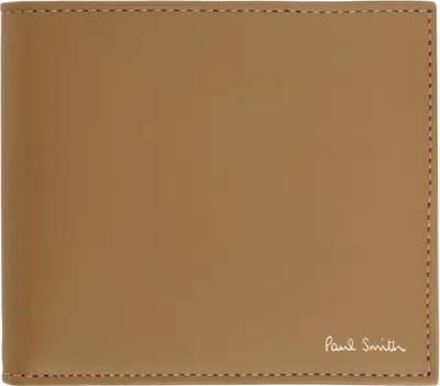 Paul Smith Brown Leather 'signature Stripe' Interior Billfold Coin Wallet