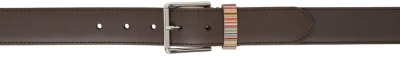 Paul Smith Brown Leather Signature Stripe Keeper Belt In 66 Browns