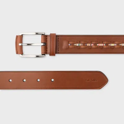 Paul Smith Men Belt Woven Inset In Browns