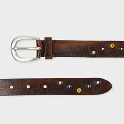 Paul Smith Brown Leather Studded Belt In Gray