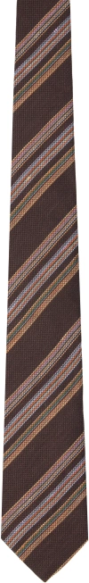 Paul Smith Brown Linen-silk Block Stripe Tie In 68 Brown