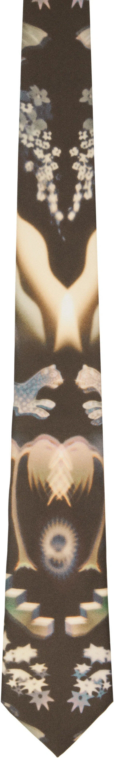 Paul Smith Brown Lumiere Print Tie In 79 Black