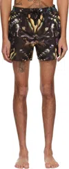 Paul Smith 'lumiere' Print Swim Shorts Brown In 77 Brown
