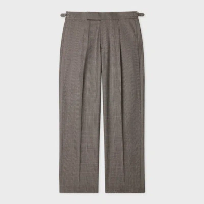 Paul Smith Brown Mix-up Check Wool Trousers In Gray