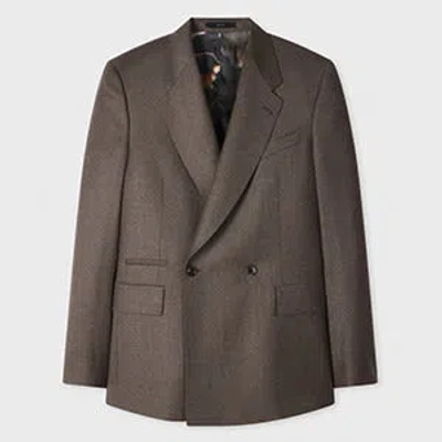 Paul Smith Brown Overdyed Flannel Double-breasted Blazer