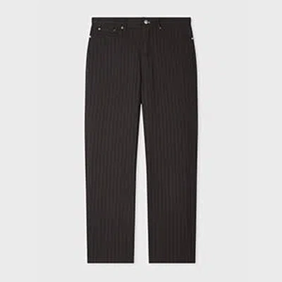 Paul Smith Brown Pinstripe Wool Five-pocket Trousers Red In Burgundy