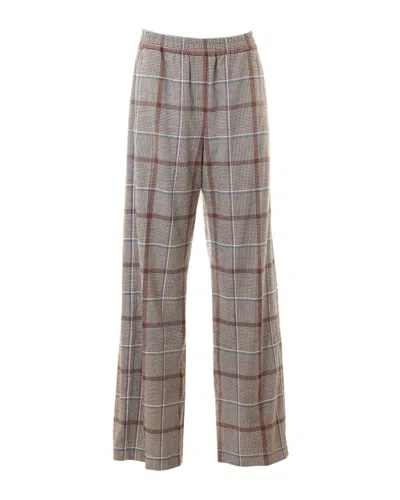 Paul Smith Brown Prince Of Wales Check Wide-leg Trousers In Gray