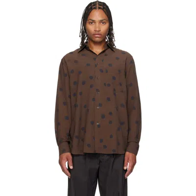 Paul Smith Brown Shadow Polka Viscose-wool Shirt